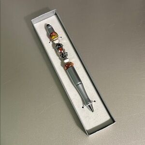 Decorative Gray Pen with Beaded Accents